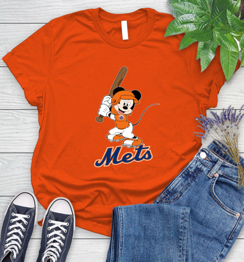MLB Baseball New York Mets Cheerful Mickey Mouse Shirt Women's T-Shirt 5 MLB Baseball New York Mets Cheerful Mickey Mouse Shirt Women's T-Shirt - Image 5