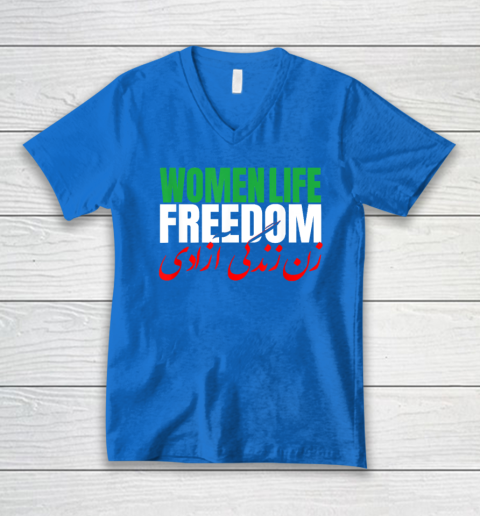 Iran Zan Zendegi Azadi Persian Woman Life Freedom V-Neck T-Shirt 4