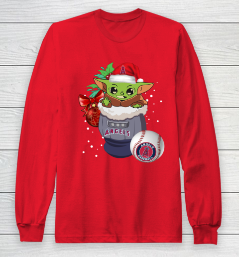 Los Angeles Angels Christmas Baby Yoda Star Wars Funny Happy MLB Long Sleeve T-Shirt 10
