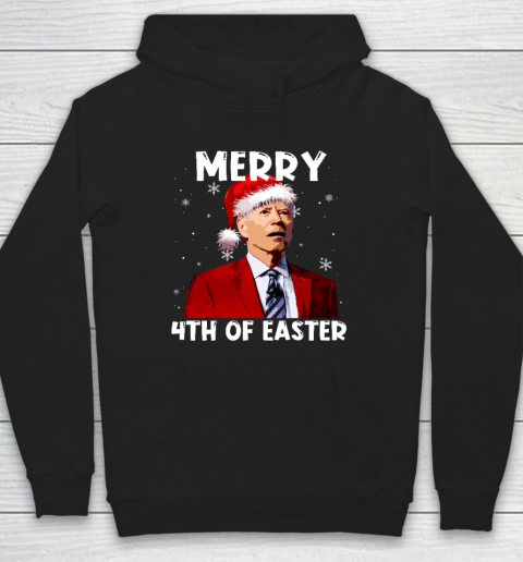 Joe Biden Santa Hat Merry 4th Of Easter Christmas Funny Hoodie