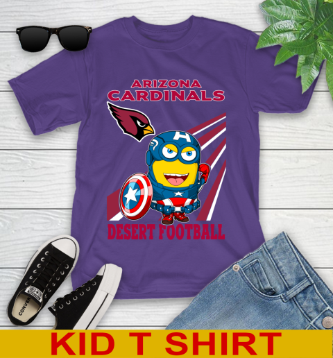 NFL Football Arizona Cardinals Captain America Marvel Avengers Minion Shirt Youth T-Shirt 3