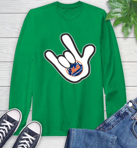 New York Mets MLB Baseball Mickey Rock Hand Disney Long Sleeve T-Shirt 7