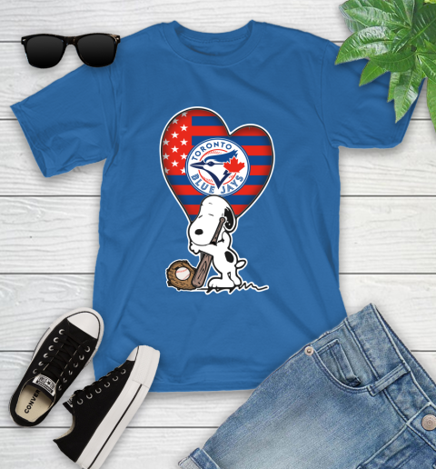 Toronto Blue Jays MLB Baseball The Peanuts Movie Adorable Snoopy Youth T-Shirt 9