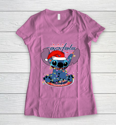 Washington Capitals NHL Hockey noel stitch Christmas Women's V-Neck T-Shirt 9 Washington Capitals NHL Hockey noel stitch Christmas Women's V-Neck T-Shirt - Image 9