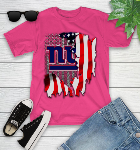 New York Giants NFL Football American Flag Youth T-Shirt 11