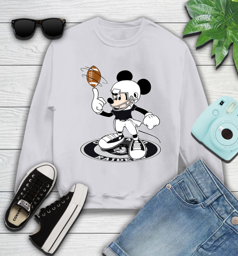 NFL Football Oakland Raiders Cheerful Mickey Disney Shirt Youth Sweatshirt 4