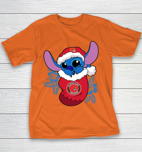 Cleveland Browns Christmas Stitch In The Sock Funny Disney NFL Youth T-Shirt 6