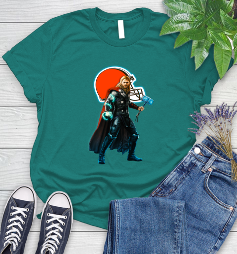 NFL Thor Avengers Endgame Football Cleveland Browns Women's T-Shirt 12