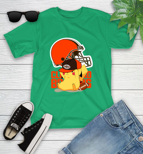 NFL Pikachu Football Sports Cleveland Browns Youth T-Shirt 6