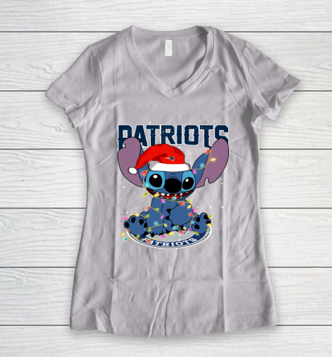 New England Patriots NFL Football noel stitch Christmas Women's V-Neck T-Shirt