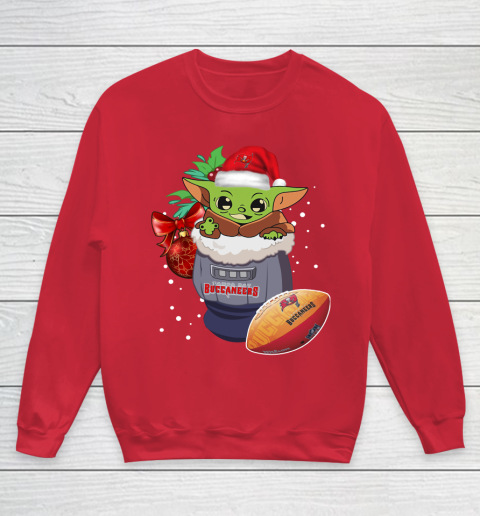 Tampa Bay Buccaneers Christmas Baby Yoda Star Wars Funny Happy NFL Youth Sweatshirt 9