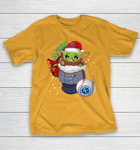 Kansas City Royals Christmas Baby Yoda Star Wars Funny Happy MLB T-Shirt 4