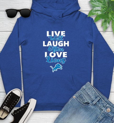 NFL Football Detroit Lions Live Well Laugh Often Love Shirt Youth Hoodie 9