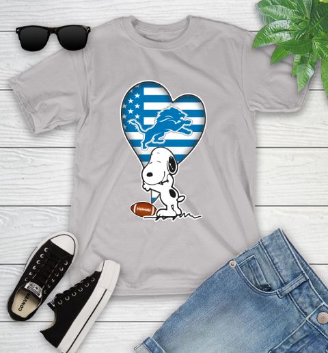 Detroit Lions NFL Football The Peanuts Movie Adorable Snoopy Youth T-Shirt 12