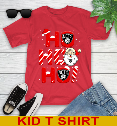 Brooklyn Nets NBA Basketball Ho Ho Ho Santa Claus Merry Christmas Shirt Youth T-Shirt 11