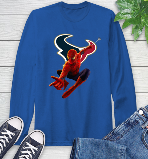 NFL Spider Man Avengers Endgame Football Houston Texans Long Sleeve T-Shirt 9