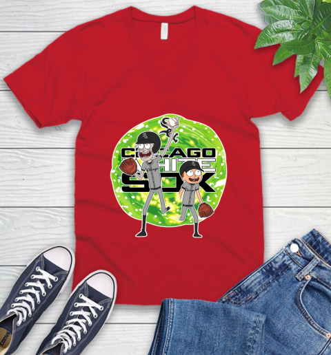 MLB Chicago White Sox Rick And Morty Baseball Sports V-Neck T-Shirt 7
