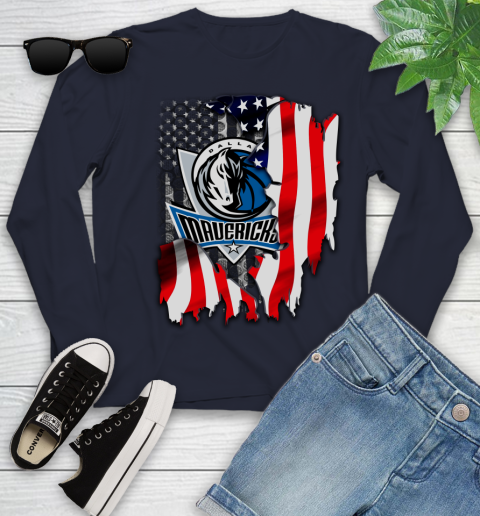 Dallas Mavericks NBA Basketball American Flag Youth Long Sleeve 2