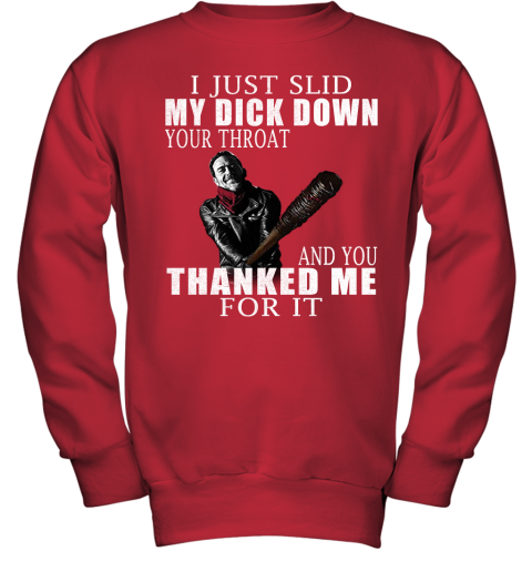 rwjy i just slid my dick down your throat the walking dead shirts youth sweatshirt 47 front red