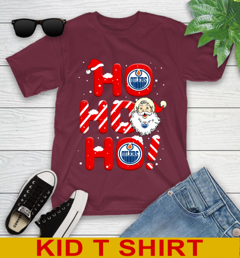 Edmonton Oilers NHL Hockey Ho Ho Ho Santa Claus Merry Christmas Shirt Youth T-Shirt 5