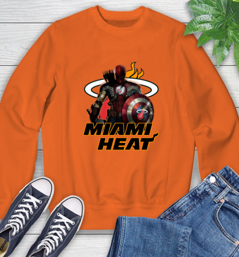 Miami Heat NBA Basketball Captain America Thor Spider Man Hawkeye Avengers Sweatshirt 4