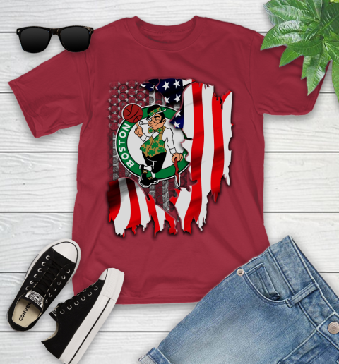 Boston Celtics NBA Basketball American Flag Youth T-Shirt 14