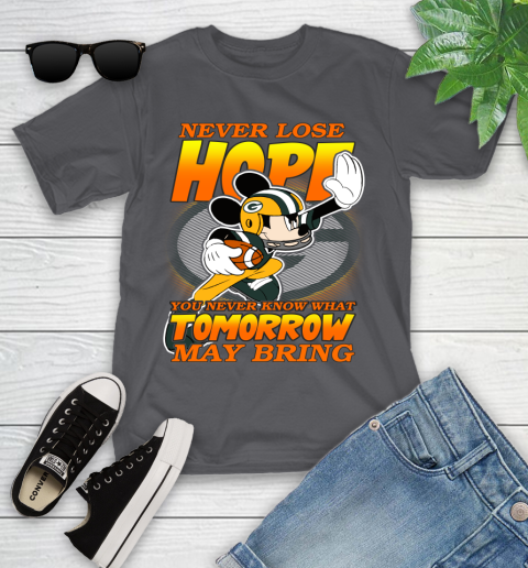 Green Bay Packers NFL Football Mickey Disney Never Lose Hope Youth T-Shirt 6