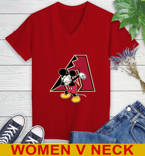 Arizona Diamondbacks MLB Baseball Dabbing Mickey Disney Sports Women's V-Neck T-Shirt 12