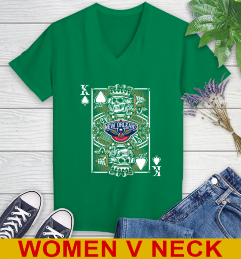 New Orleans Pelicans NBA Basketball The King Of Spades Death Cards Shirt Women's V-Neck T-Shirt 5