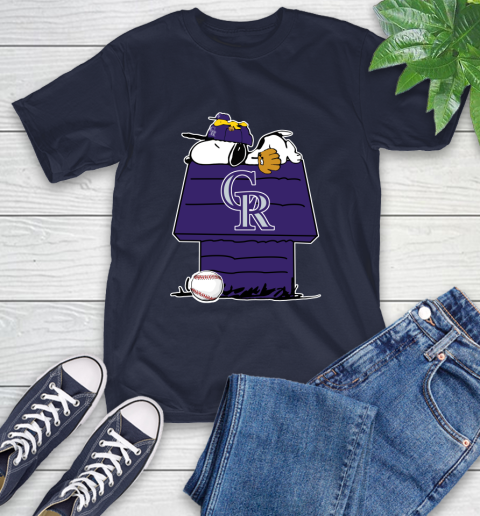 MLB Colorado Rockies Snoopy Woodstock The Peanuts Movie Baseball T Shirt T-Shirt 4