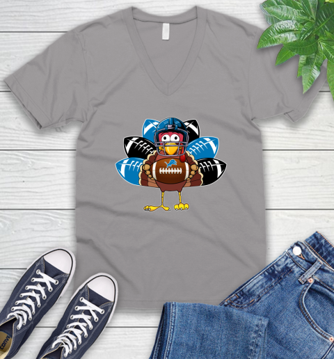 Detroit Lions Turkey Thanksgiving Day V-Neck T-Shirt 4