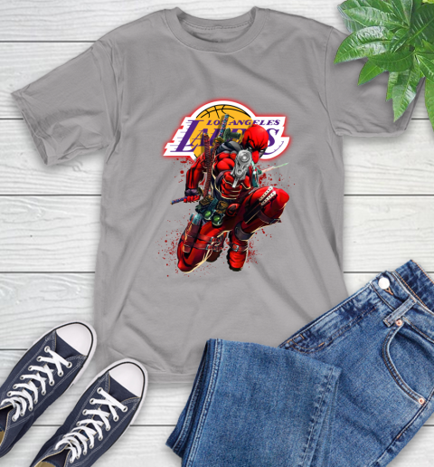 NBA Deadpool Marvel Comics Sports Basketball Los Angeles Lakers T-Shirt 6