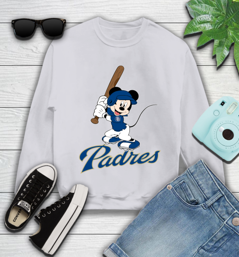 MLB Baseball San Diego Padres Cheerful Mickey Mouse Shirt Youth Sweatshirt 4