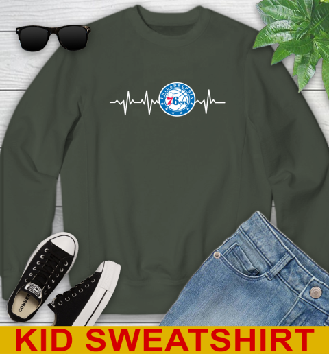 Philadelphia 76ers NBA Basketball Heart Beat Shirt Youth Sweatshirt 8