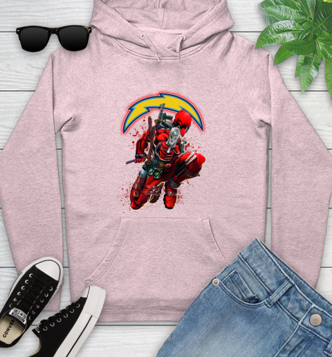 NFL Deadpool Marvel Comics Sports Football Los Angeles Chargers Youth Hoodie 10