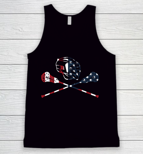 Lacrosse American Flag Lax 4th of july Tank Top