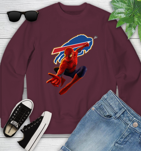 NFL Spider Man Avengers Endgame Football Buffalo Bills Youth Sweatshirt 5