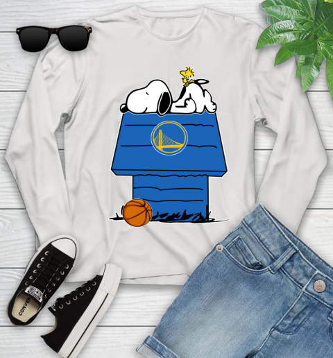 Golden State Warriors NBA Basketball Snoopy Woodstock The Peanuts Movie Youth Long Sleeve