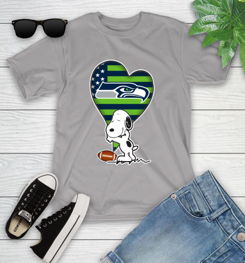 Seattle Seahawks NFL Football The Peanuts Movie Adorable Snoopy Youth T-Shirt 4