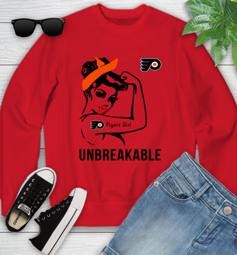 NHL Philadelphia Flyers Girl Unbreakable Hockey Sports Youth Sweatshirt 5
