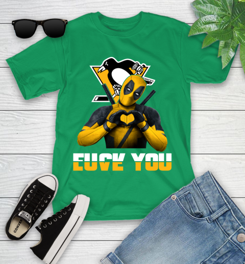NHL Pittsburgh Penguins Deadpool Love You Fuck You Hockey Sports Youth T-Shirt 8