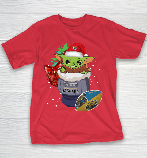 Jacksonville Jaguars Christmas Baby Yoda Star Wars Funny Happy NFL Youth T-Shirt 9
