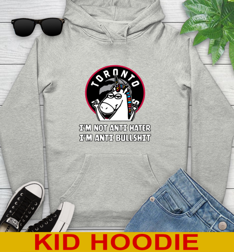 Toronto Raptors NBA Basketball Unicorn I'm Not Anti Hater I'm Anti Bullshit Youth Hoodie