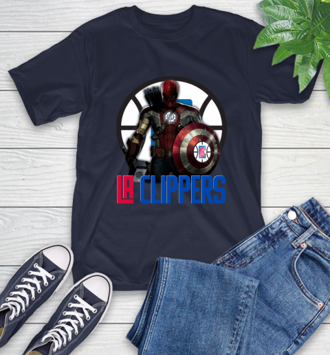 LA Clippers NBA Basketball Captain America Thor Spider Man Hawkeye Avengers T-Shirt 4