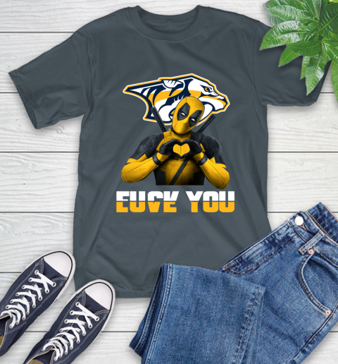 NHL Nashville Predators Deadpool Love You Fuck You Hockey Sports T-Shirt 10