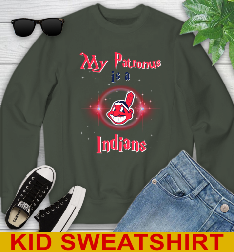 MLB Baseball Harry Potter My Patronus Is A Cleveland Indians Youth Sweatshirt 8