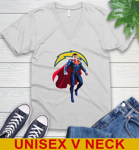 NFL Superman DC Sports Football Los Angeles Chargers V-Neck T-Shirt