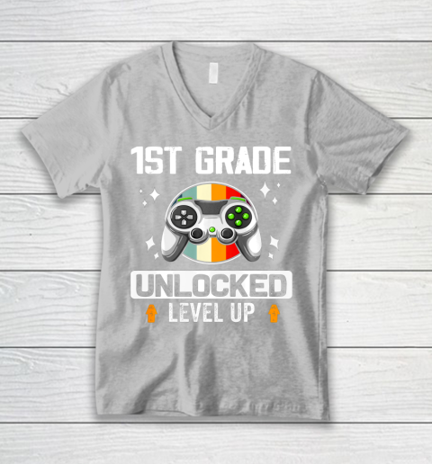 Next Level t shirts 1st Grade Unlocked Level Up Back To School First Grade Gamer V-Neck T-Shirt 3