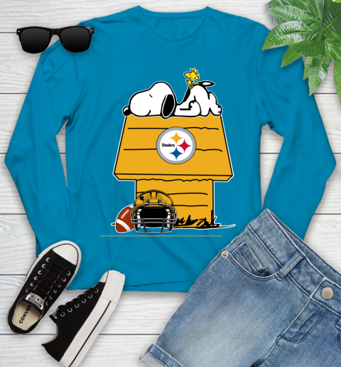 Pittsburgh Steelers NFL Football Snoopy Woodstock The Peanuts Movie Youth Long Sleeve 7
