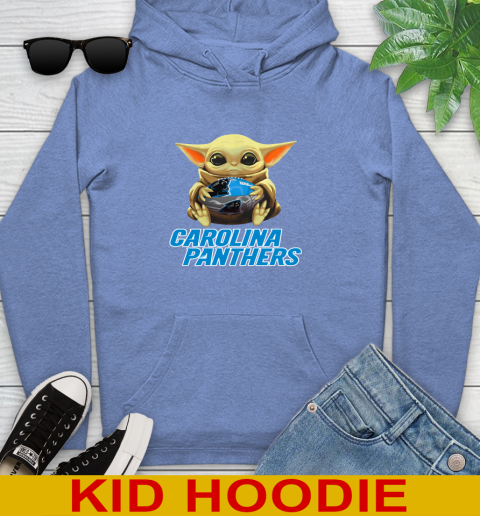 NFL Football Carolina Panthers Baby Yoda Star Wars Shirt Youth Hoodie 12